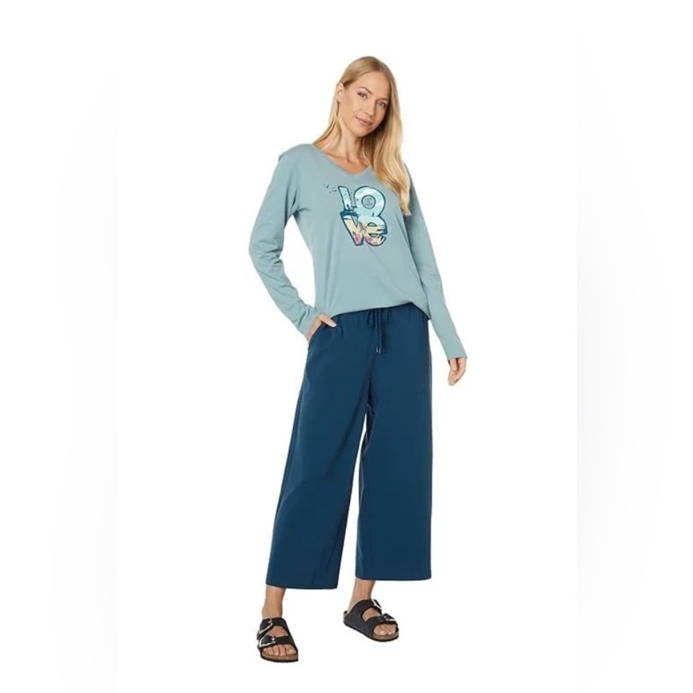 Life Is Good Love Beach Lands Long Sleeve Crusher-Lite Blue 100% CottonTop Sz M